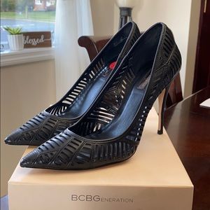 BCBG Black Leather Heels